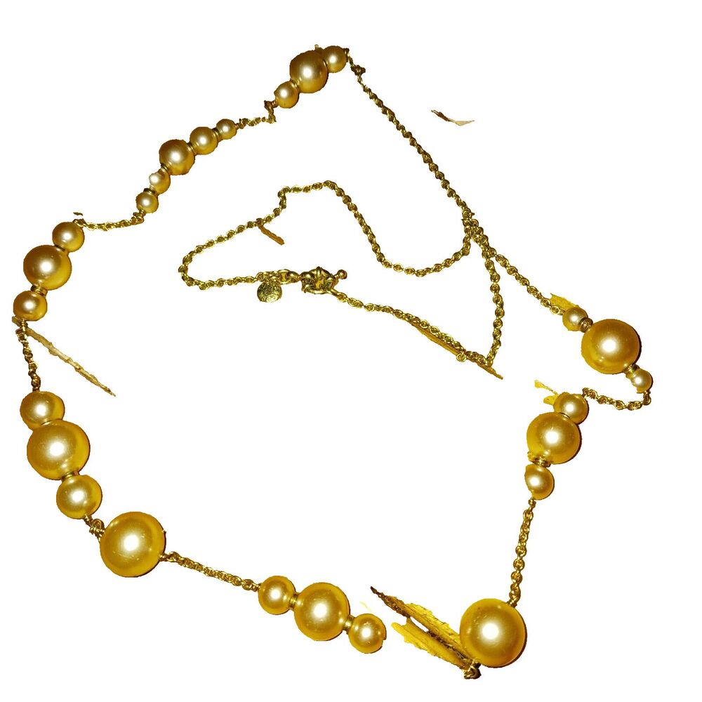 J Crew Goldtone And Faux Pearl Chain Necklace